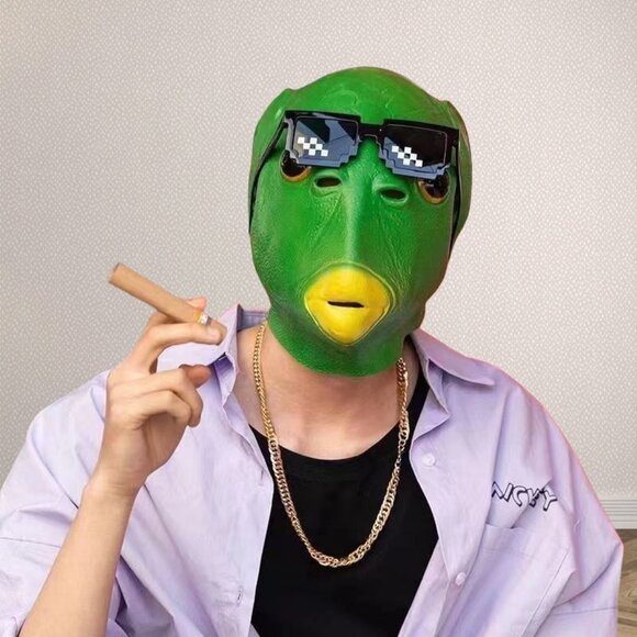Funny Cosplay Costume Green Fish Head Mask Animal Unisex Carnival Party Headgear - Picture 1 of 5